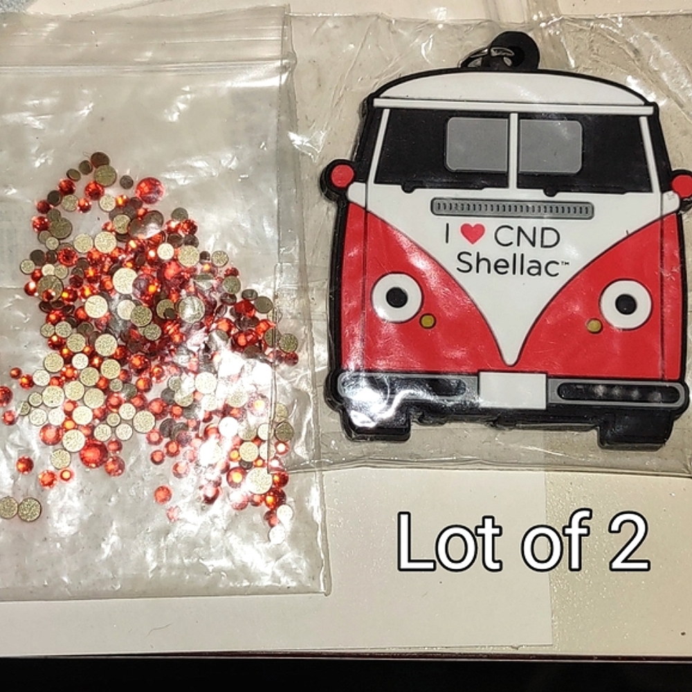 Orange NAIL ART Crystals, Shellac Key Chain & Gel Polish Remover Finger Caps - Picture 7 of 14